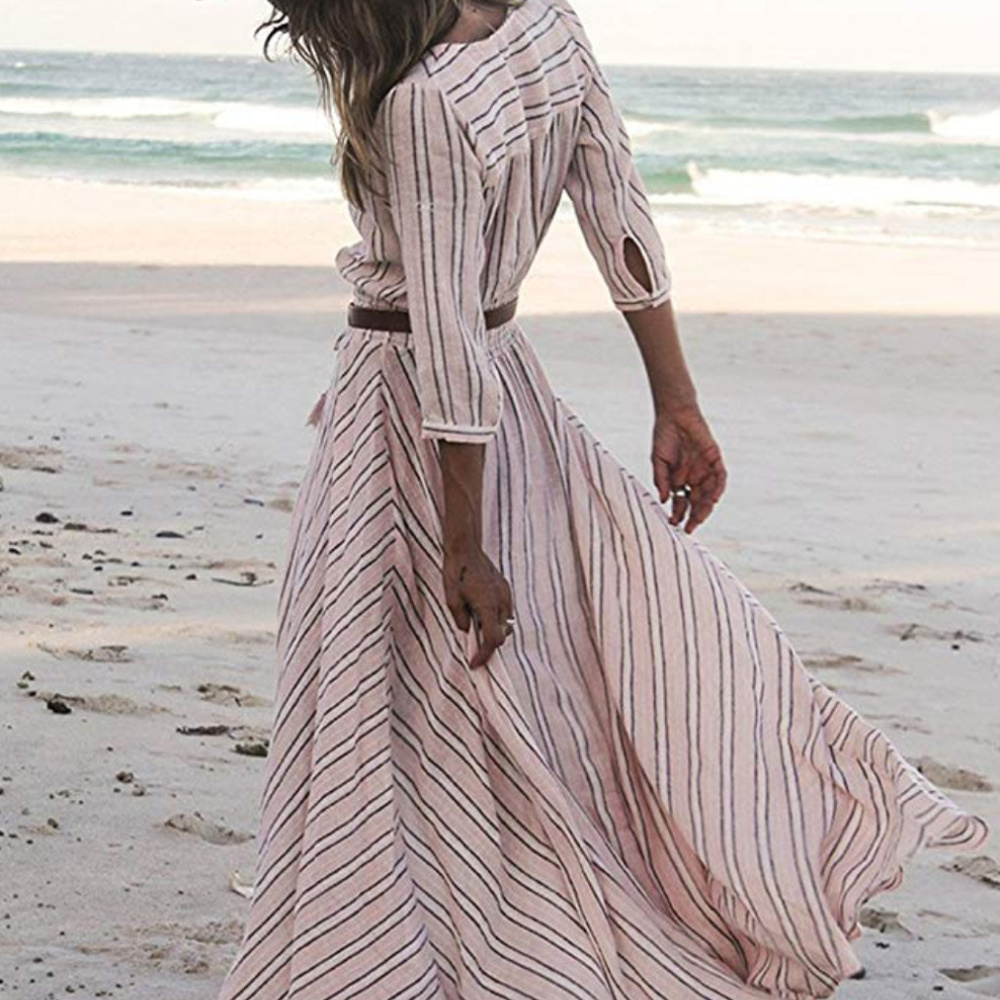 Maxi Lone Traveller dress striped button split - Picture 2 of 4